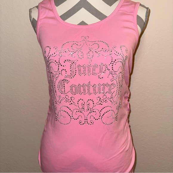 NWT Juicy Couture Pink Fitted Rhinestone Bling Ruched Side Sleeveless Tank Dress - Picture 6 of 13